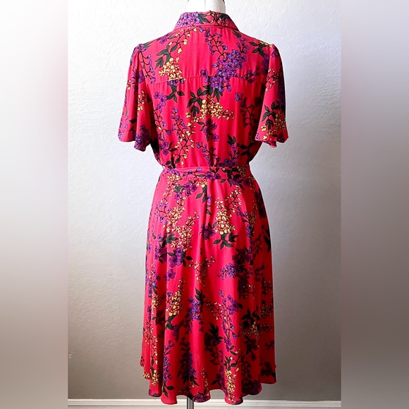 Nanette Lepore Bright Red Floral Belted Dress - Picture 8 of 15